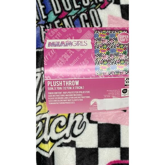 Mean Girls “So Fetch” Plush Throw 50” x 70” Super Soft Pink Quote Collage - Picture 4 of 4